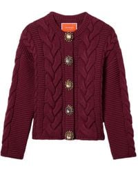 La DoubleJ - Cable-Knit Embellished-Button Cardigan - Lyst