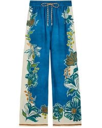 ALÉMAIS - Luca Floral-Print Wide-Leg Linen Trousers - Lyst