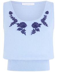 Rabanne - Floral-Embroidery Tank Top - Lyst
