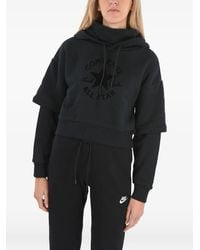 Converse - Logo-Print Cropped Hoodie - Lyst