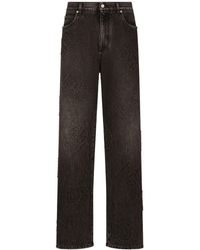 Dolce & Gabbana - Straight-Leg-Jeans mit Logo-Stickerei - Lyst