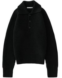 Studio Nicholson - Barrow Ribbed-Knit Polo-Colar Sweater - Lyst