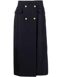 Alexander McQueen - Pleated Wool-blend Midi Skirt - Lyst