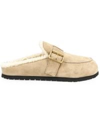 Prada - Buckle-Fastening Shearling-Lined Mules - Lyst