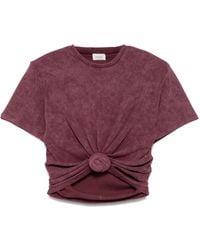 Magda Butrym - Geknoopt T-Shirt Met Ronde Hals - Lyst