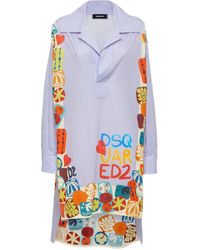 DSquared² - Robe En Coton À Coupe Mi-Longue - Lyst