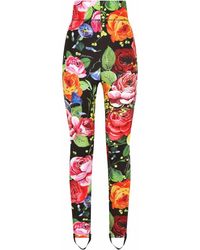 Dolce & Gabbana - Floral-print High-waisted leggings - Lyst