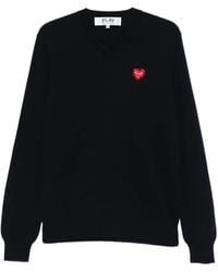 COMME DES GARÇONS PLAY - Heart-Emblem V-Neck Sweater - Lyst