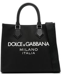 Dolce & Gabbana - Canvas-Handtasche mit Logo-Prägung - Lyst