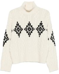 ERMANNO FIRENZE - Sequin-Embellished Cable-Knit Sweater - Lyst