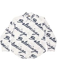 Balenciaga - Blouse Met Logoprint - Lyst
