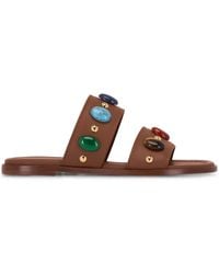 Gianvito Rossi - Embellished Flat Leather Sandals - Lyst