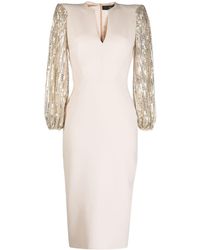 Jenny Packham - The Swan Panelled Midi Dress - Lyst