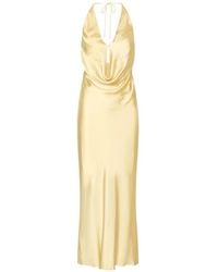 ROTATE BIRGER CHRISTENSEN - Halter Neck Draped Front Long Dress - Lyst