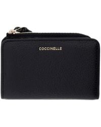 Coccinelle - Small Metallic Grained-Leather Cardholder - Lyst