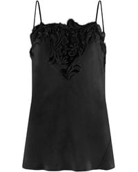 Ferragamo - Zijden Top Met Geborduurd Kant - Lyst