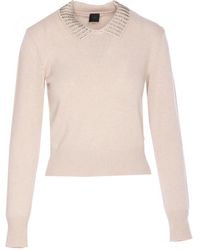 Pinko - Trui Met Ronde Hals En Kristallen Kraag - Lyst