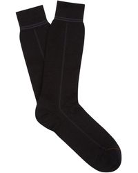 ZEGNA - Ribbed-Trim Crew Socks - Lyst