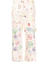 Collina Strada Floral-print Four-pocket Cropped Trousers - Multicolour
