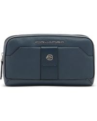 Piquadro - Logo-Plaque Leather Messenger Bag - Lyst