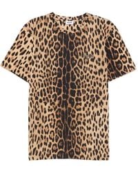 Moschino - Leopard-Print Logo-Print T-Shirt - Lyst