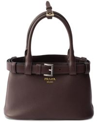 Prada - Buckle Small Leather Bag With Belt - Lyst