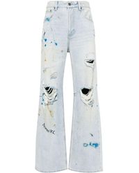 DOMREBEL - Scuff Bootcut Paint-detail Jeans - Lyst