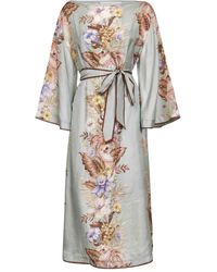 Zimmermann - Coco Midi-Jurk Met Bloemenprint - Lyst