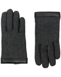BOSS - Handschuhe Aus Leder Mit Fischgrätenmuster - Lyst