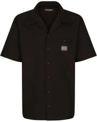 Dolce & Gabbana - Logo-Tag Cotton Bowling Shirt - Lyst