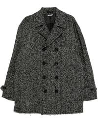 COMME DES GARÇON BLACK - Doppelreihiger Mantel mit Fischgrätenmuster - Lyst