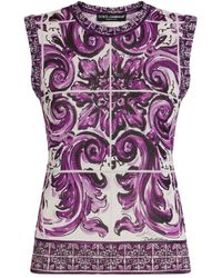 Dolce & Gabbana - Haut En Soie À Imprimé Majolica - Lyst