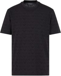 Emporio Armani - T-shirt en coton à logo jacquard - Lyst