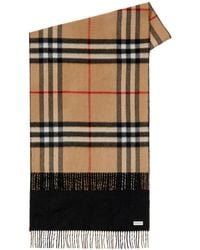 Burberry - Check Cashmere Reversible Scarf - Lyst
