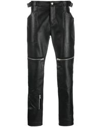 Moschino - Zip-Detail Fitted Leather Trousers - Lyst