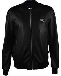 Philipp Plein - Hexagonal-Logo Leather Bomber Jacket - Lyst