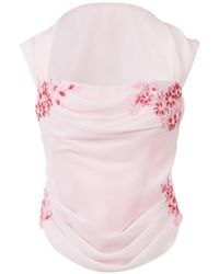 Stolen Stores - Floral-Appliqué Draped Top - Lyst