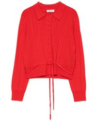Sandro - Lotus Pointelle-Knit Tie-Waist Cardigan - Lyst
