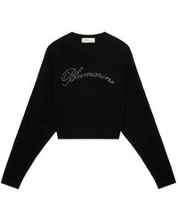 Blumarine - Rhinestone-Logo Wool Sweater - Lyst