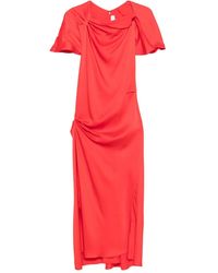 victoria beckham one shoulder draped midi dress Draped one-shoulder silk maxi dress in beige - Victoria Beckham