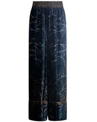 Pierre Louis Mascia - Kanada Floral-Print Velvet Palazzo Pants - Lyst