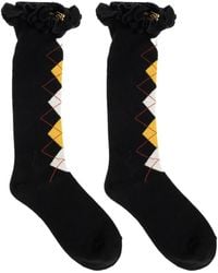 Ganni - Argyle-Knit Ruffled Socks - Lyst