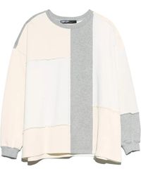 Bimba Y Lola - Ivory Oversize Patchwork Cotton Sweatshirt - Lyst