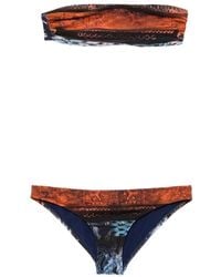 Balmain - Abstract-Print Bandeau Bikini - Lyst