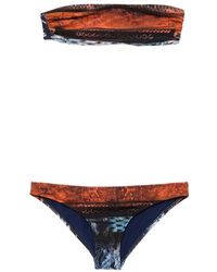 Balmain - Abstract-Print Bandeau Bikini - Lyst