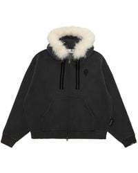 Aape By A Bathing Ape - Aapeunvs Faux-Fur Trim Logo-Embroidered Hoodie - Lyst