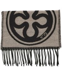 V73 - Logo-Print Frayed Scarf - Lyst
