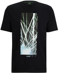 BOSS - T-Shirt En Coton Stretch À Imprimé Graphique - Lyst