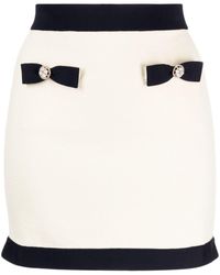 Self-Portrait - Cream Knit Bow Mini Skirt Clothing - Lyst