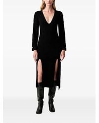 Elisabetta Franchi - Button-Embellished Slit-Detail Midi Dress - Lyst